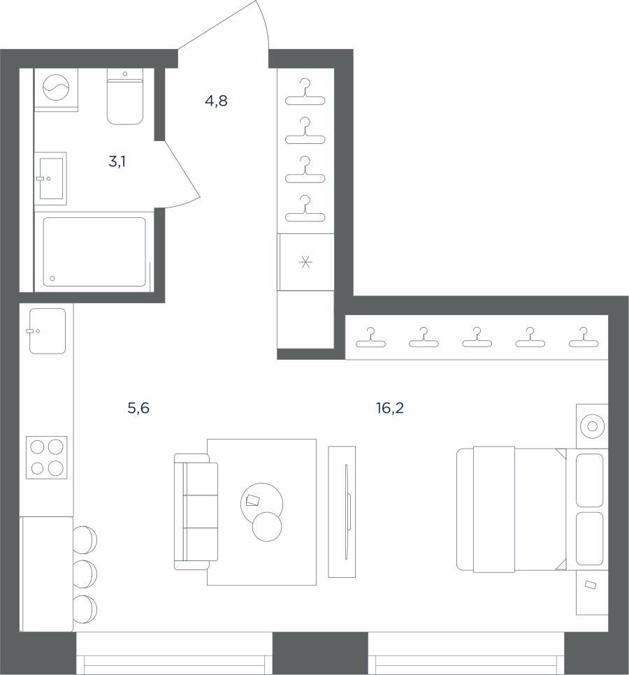 Квартира-студия в ЖК Равновесие