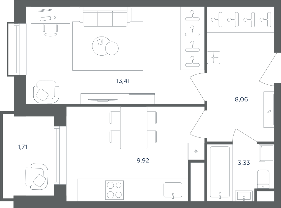 1-комнатная квартира в ЖК Равновесие