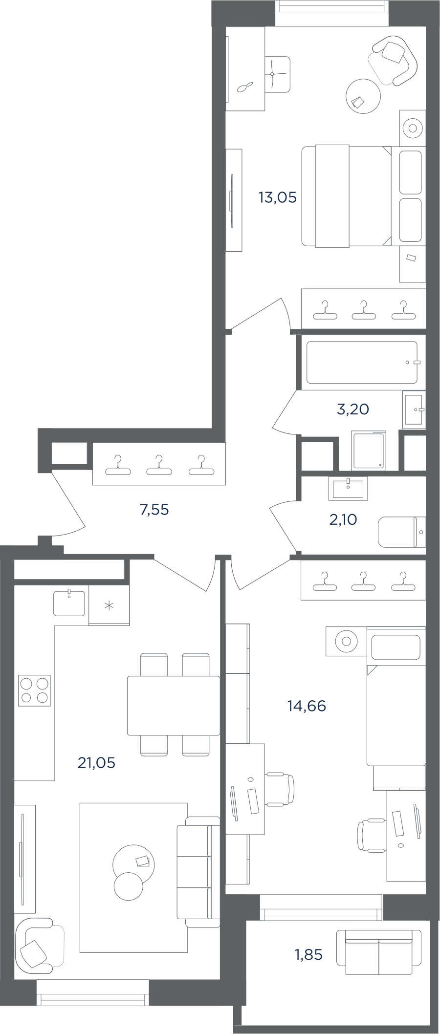 3х-комнатная квартира в ЖК Равновесие