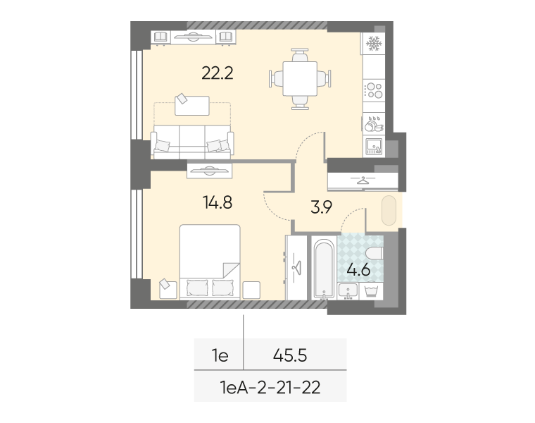 1-комнатная квартира в ЖК Зиларт