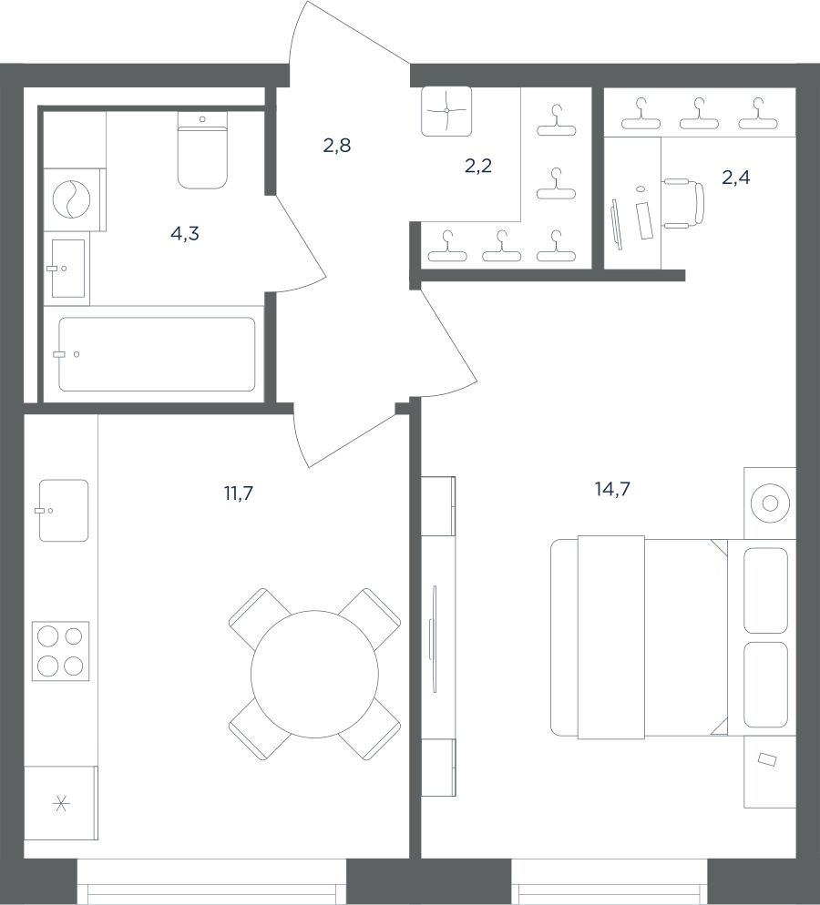 1-комнатная квартира в ЖК Равновесие
