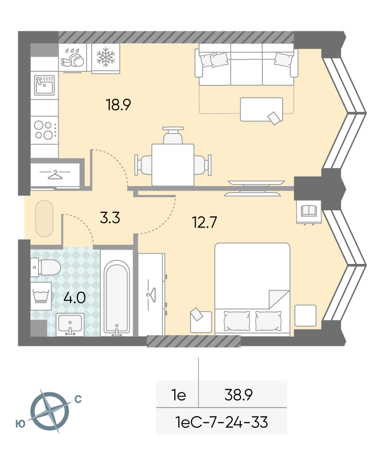 1-комнатная квартира в ЖК Зиларт 1-комнатная квартира в ЖК Зиларт