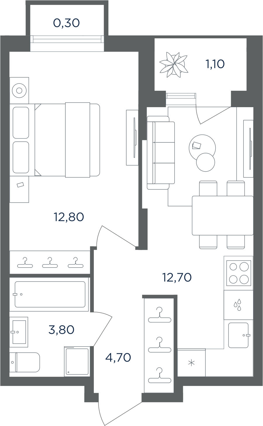 1-комнатная квартира в ЖК Равновесие