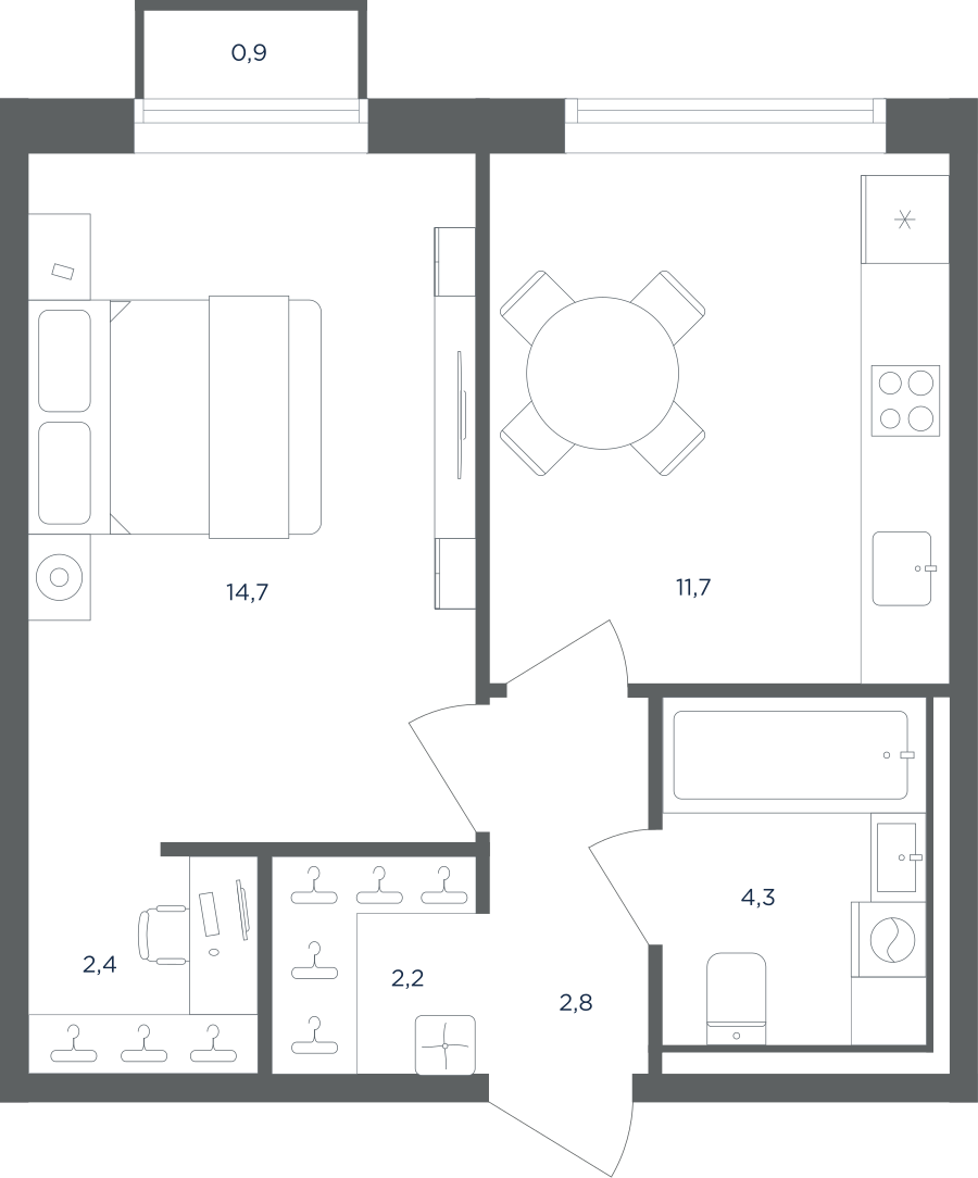 1-комнатная квартира в ЖК Равновесие