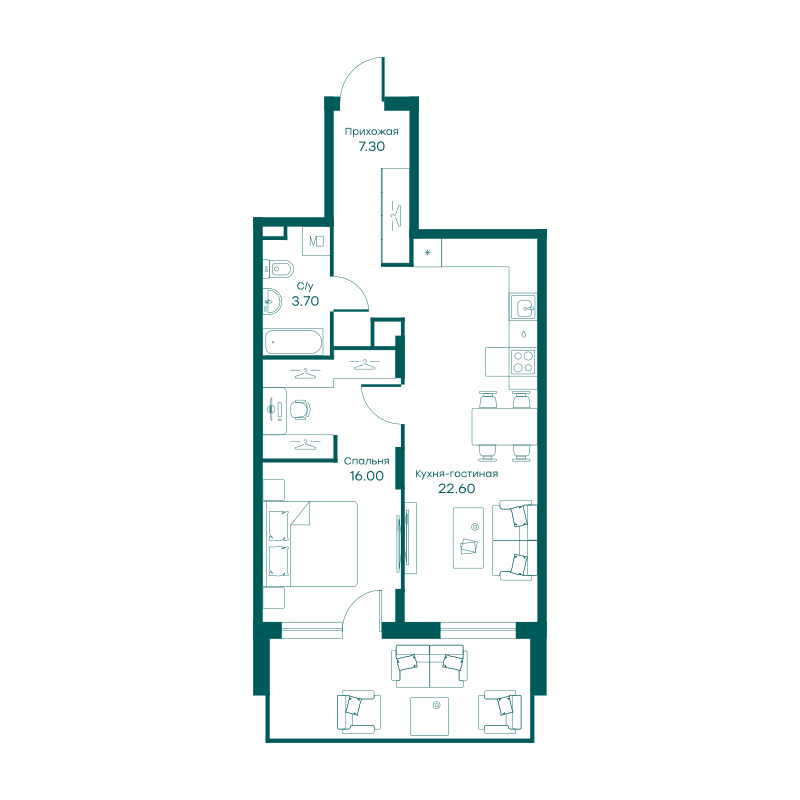 2х-комнатная квартира в ЖК Равновесие