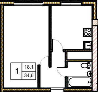 1-комнатная квартира в ЖК Новое Замитино
