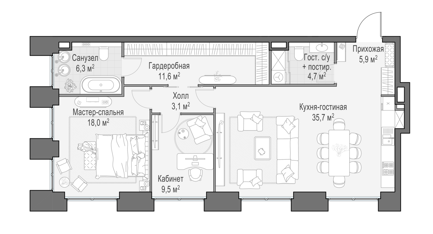3х-комнатная квартира в ЖК Роскошный квартал Life Time