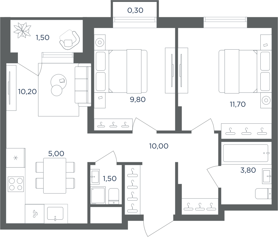 3х-комнатная квартира в ЖК Равновесие