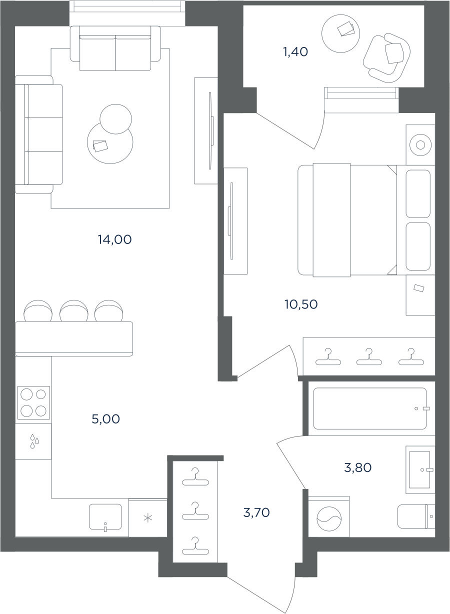 2х-комнатная квартира в ЖК Равновесие