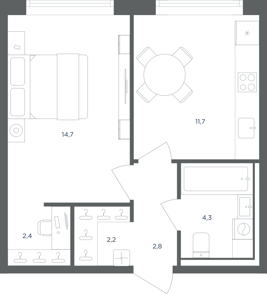 1-комнатная квартира в ЖК Равновесие