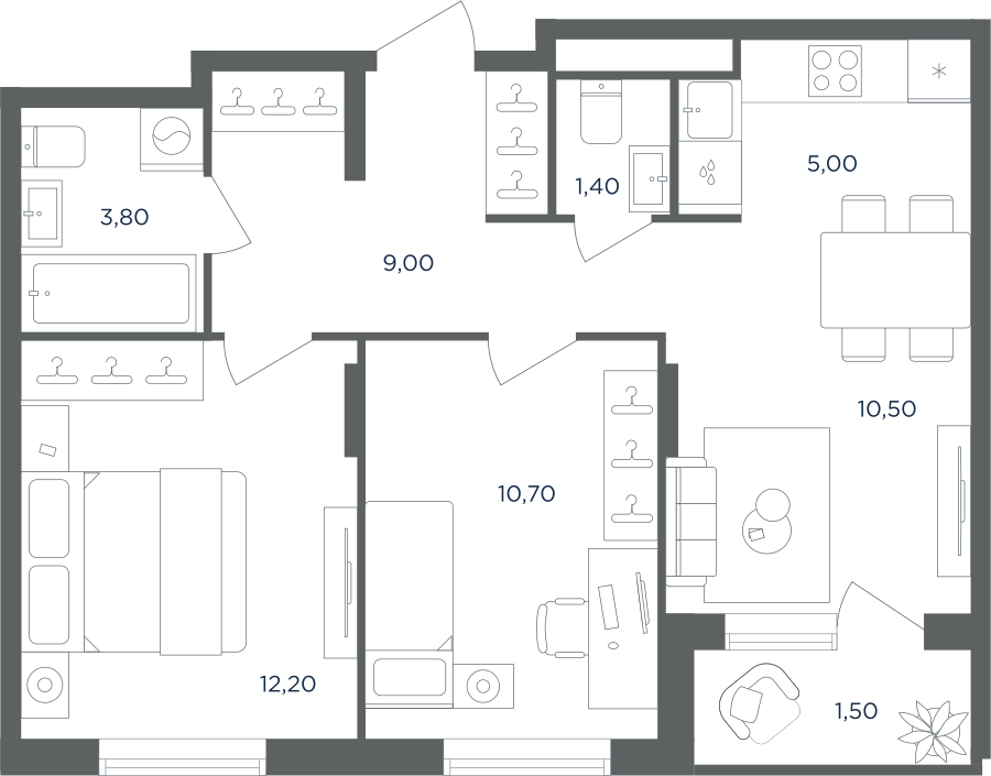 3х-комнатная квартира в ЖК Равновесие