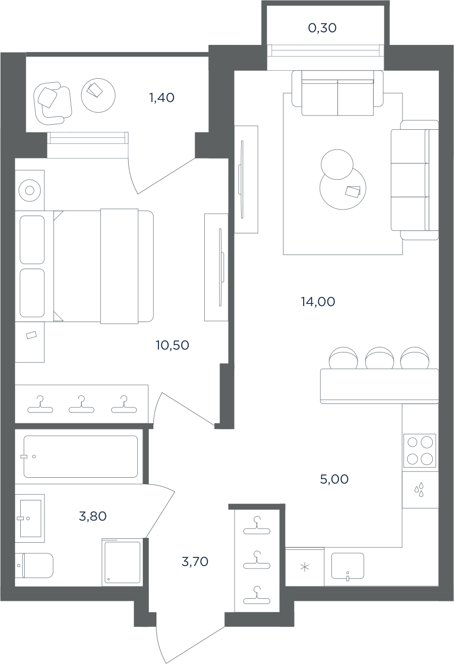 2х-комнатная квартира в ЖК Равновесие