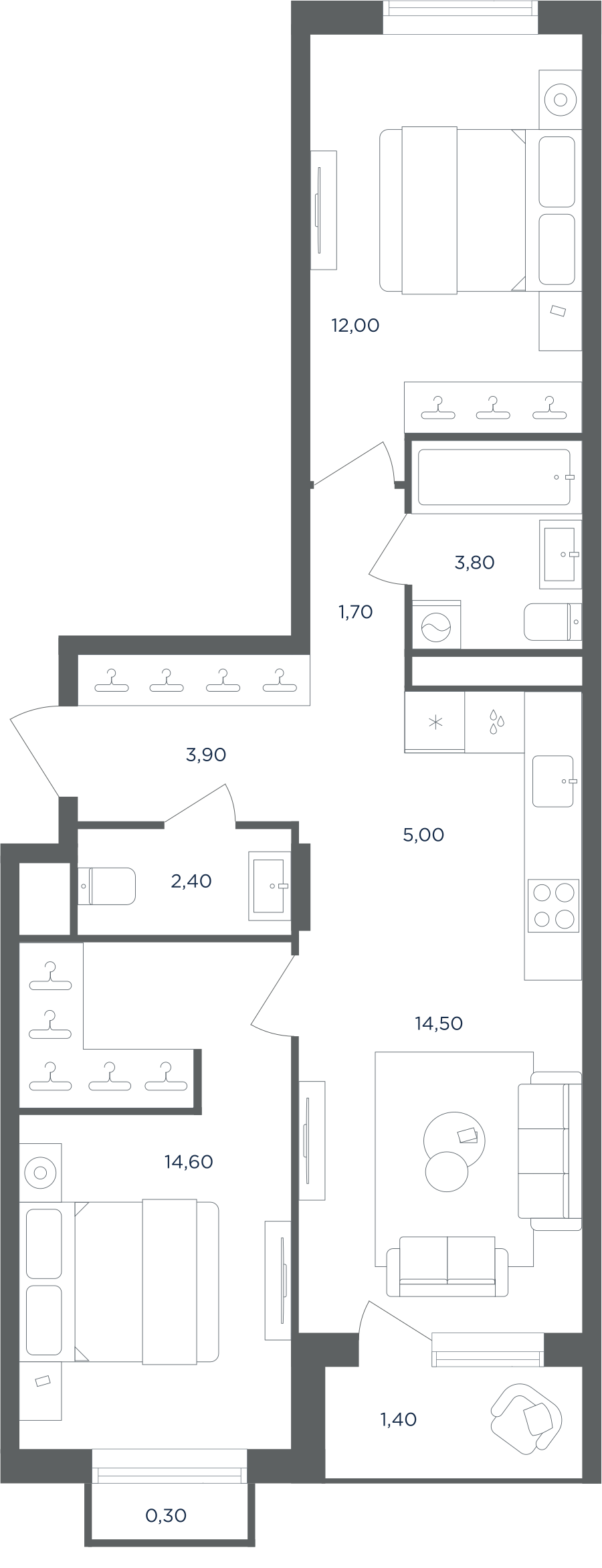 3х-комнатная квартира в ЖК Равновесие