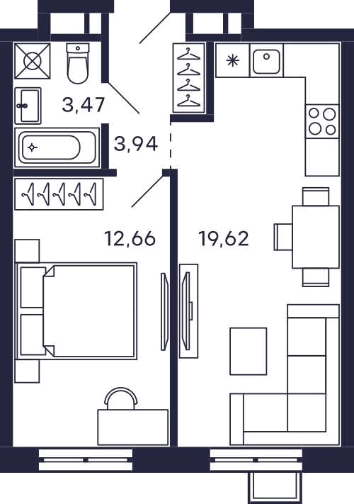 1-комнатная квартира в ЖК Квартал «Тетрис»