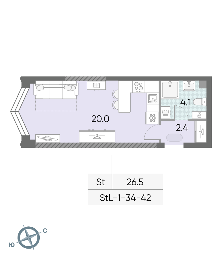 Квартира-студия в ЖК Зиларт Квартира-студия в ЖК Зиларт