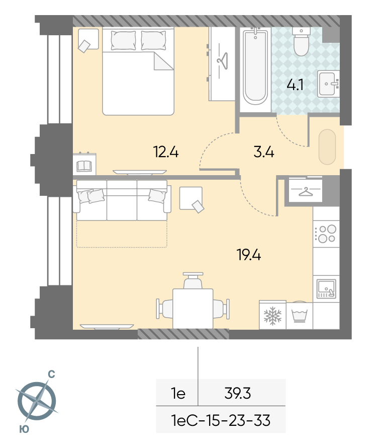 1-комнатная квартира в ЖК Зиларт