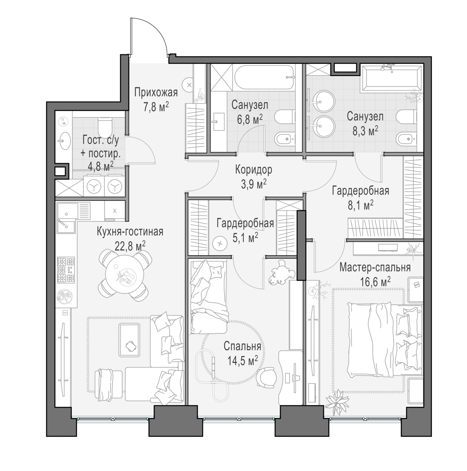 3х-комнатная квартира в ЖК Роскошный квартал Life Time