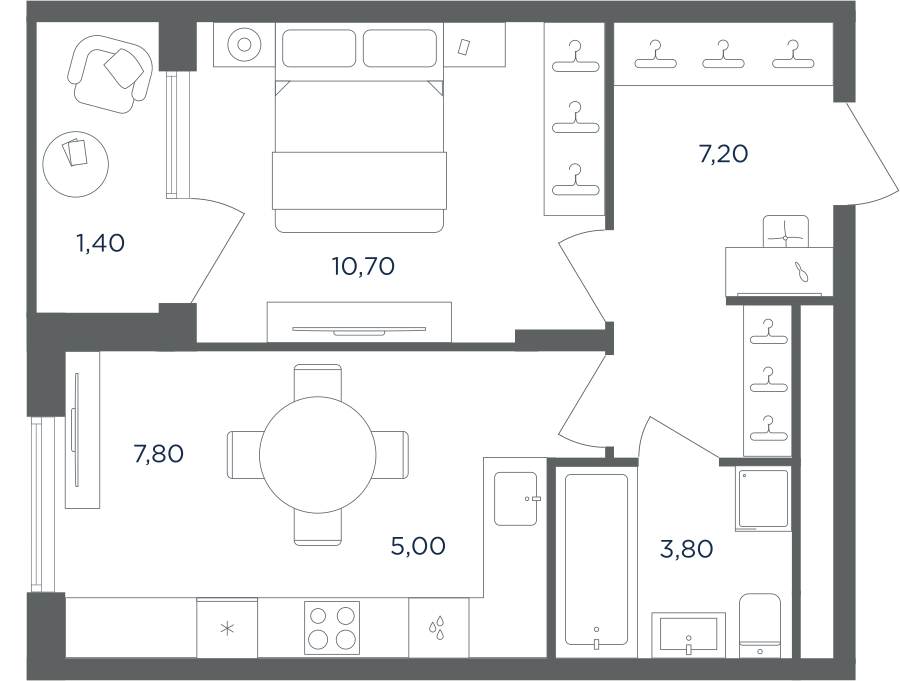 2х-комнатная квартира в ЖК Равновесие