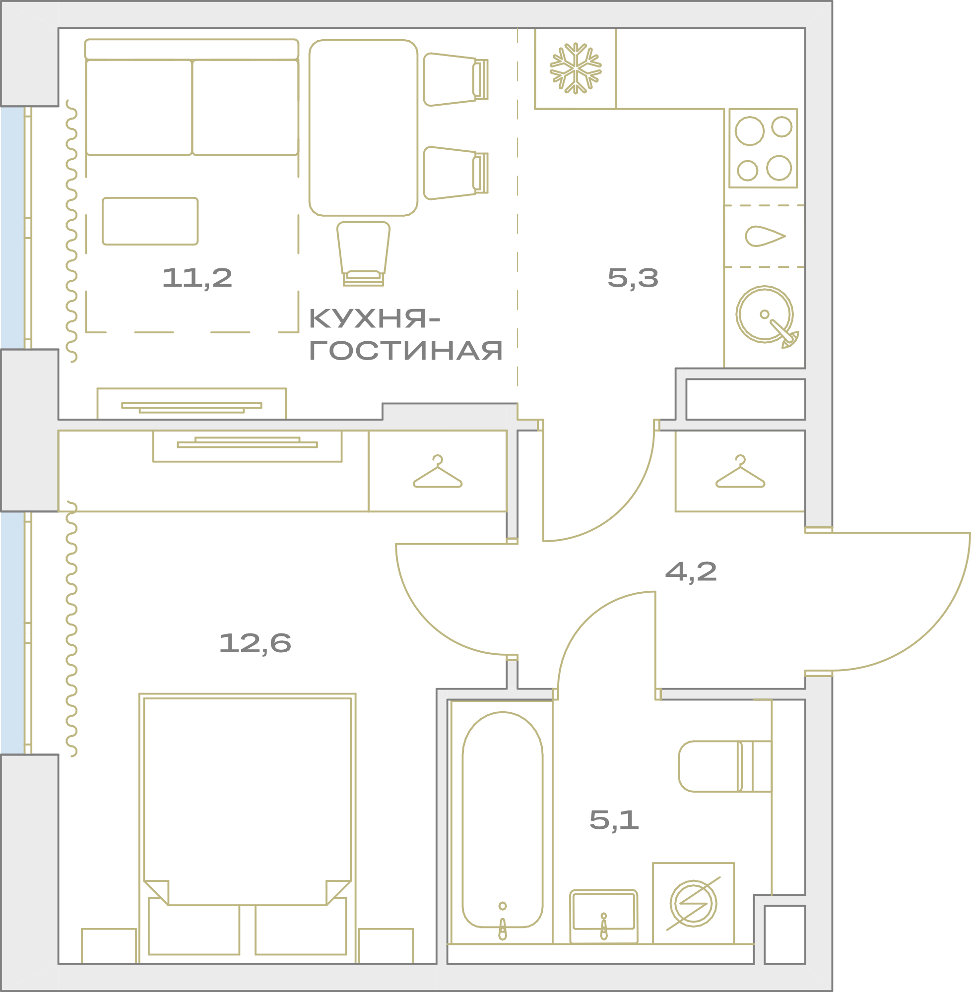 2х-комнатная квартира в ЖК Детали