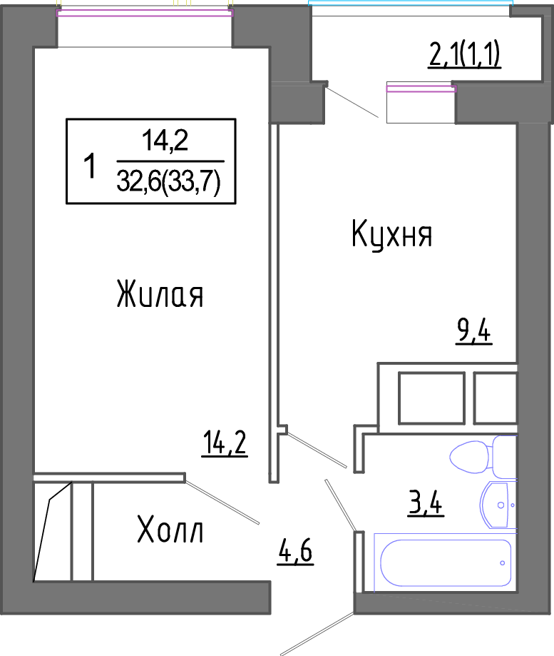1-комнатная квартира в ЖК Новое Замитино