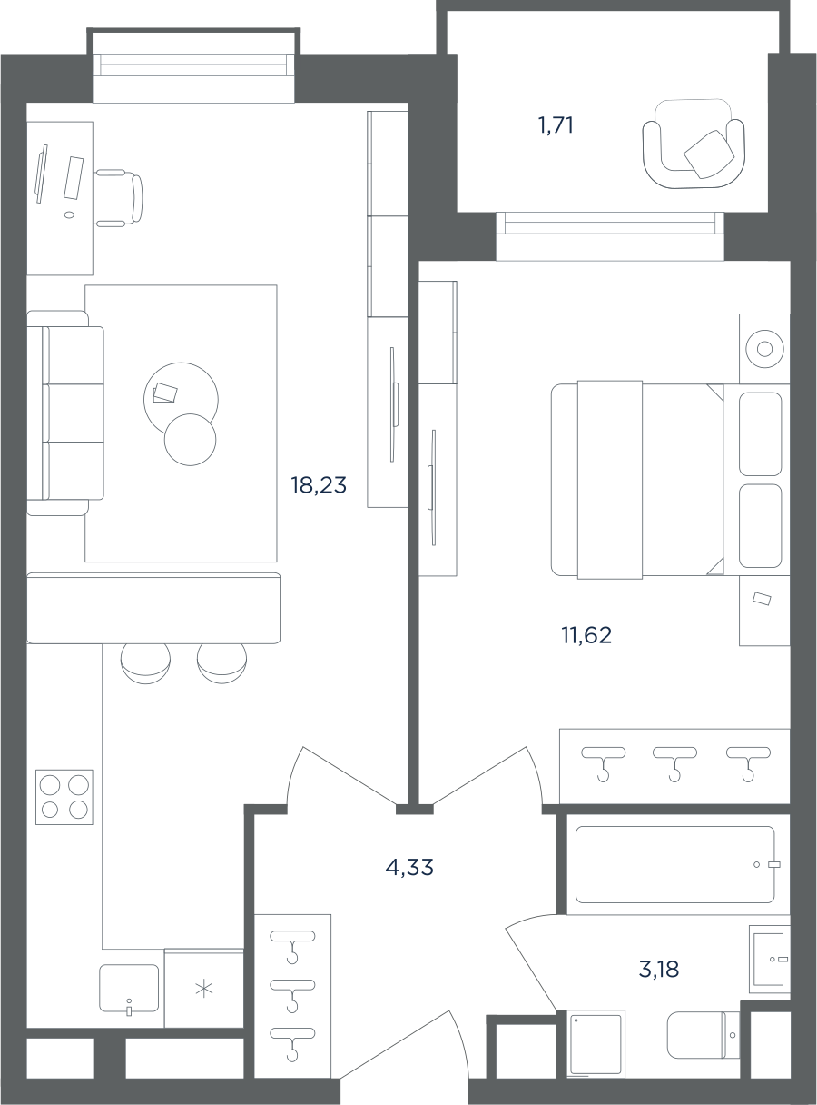 2х-комнатная квартира в ЖК Равновесие