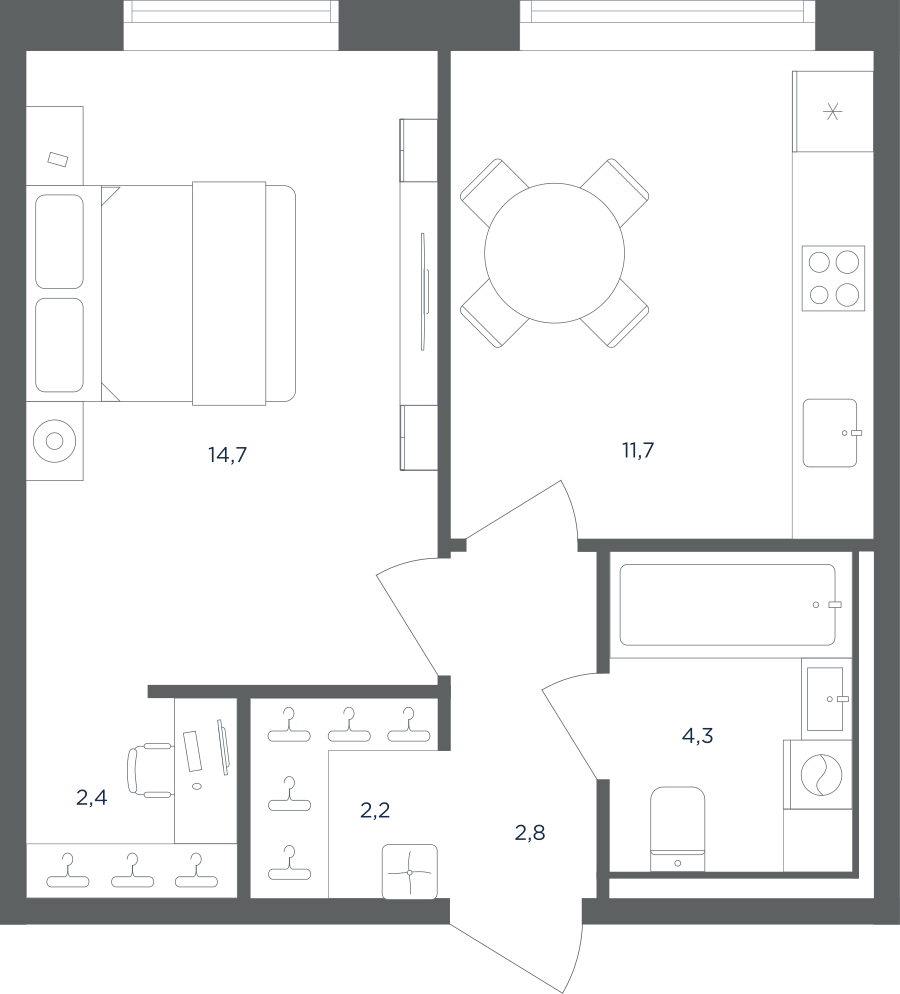 1-комнатная квартира в ЖК Равновесие