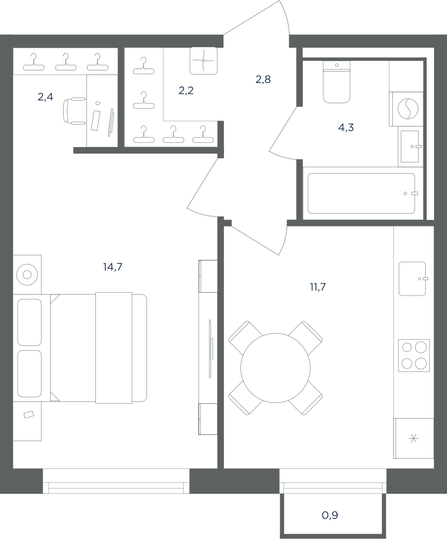1-комнатная квартира в ЖК Равновесие