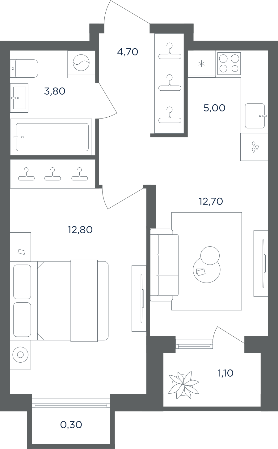 1-комнатная квартира в ЖК Равновесие