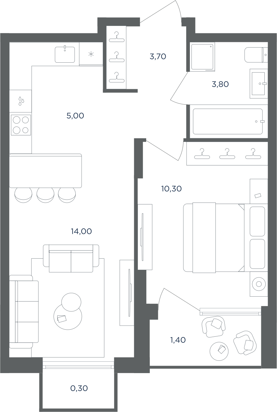 2х-комнатная квартира в ЖК Равновесие