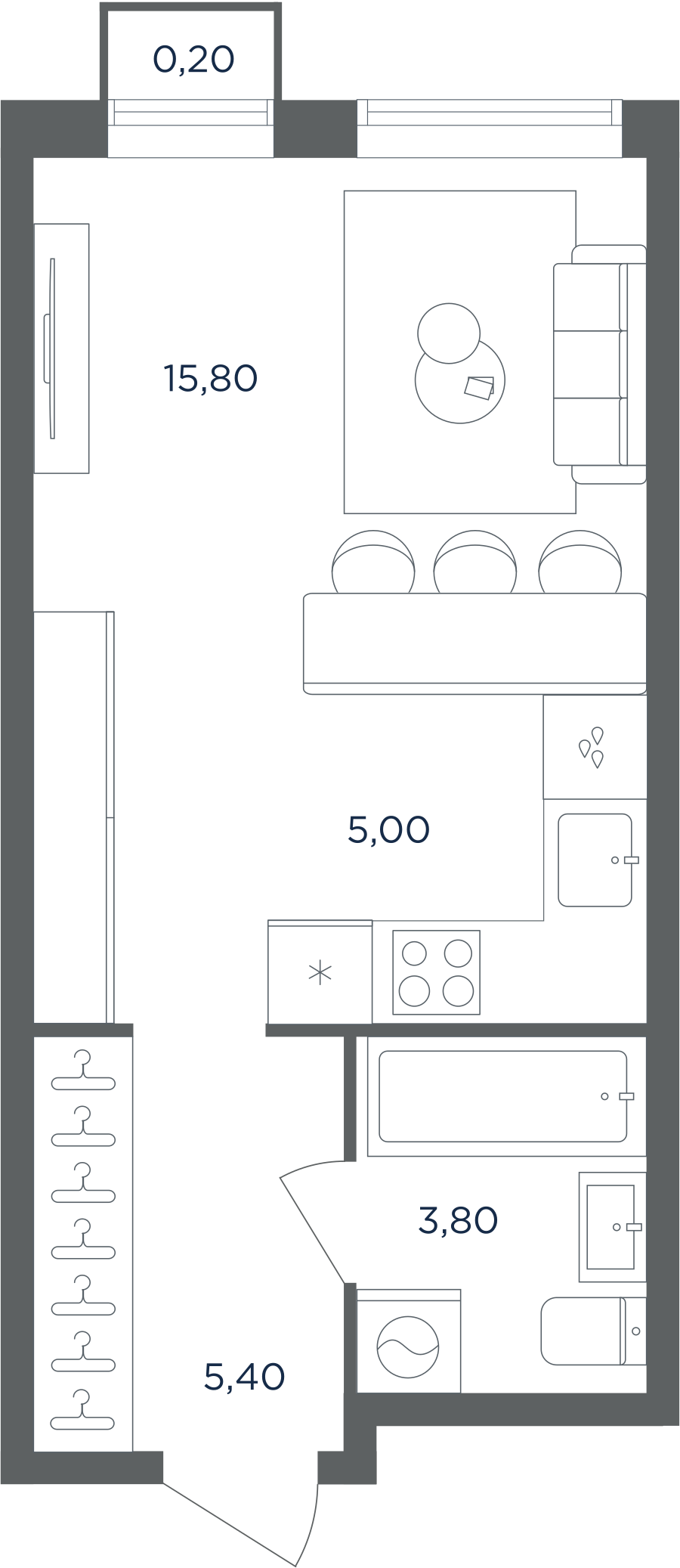 Квартира-студия в ЖК Равновесие