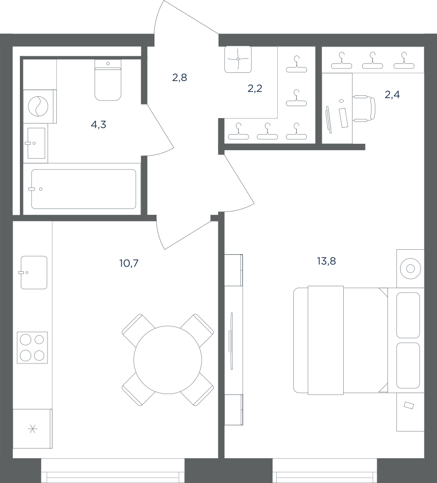 1-комнатная квартира в ЖК Равновесие