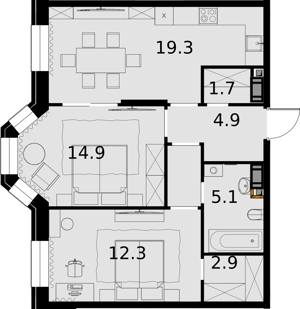 2х-комнатная квартира в ЖК Театральный квартал