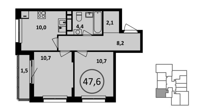 2х-комнатная квартира в ЖК Испанские кварталы