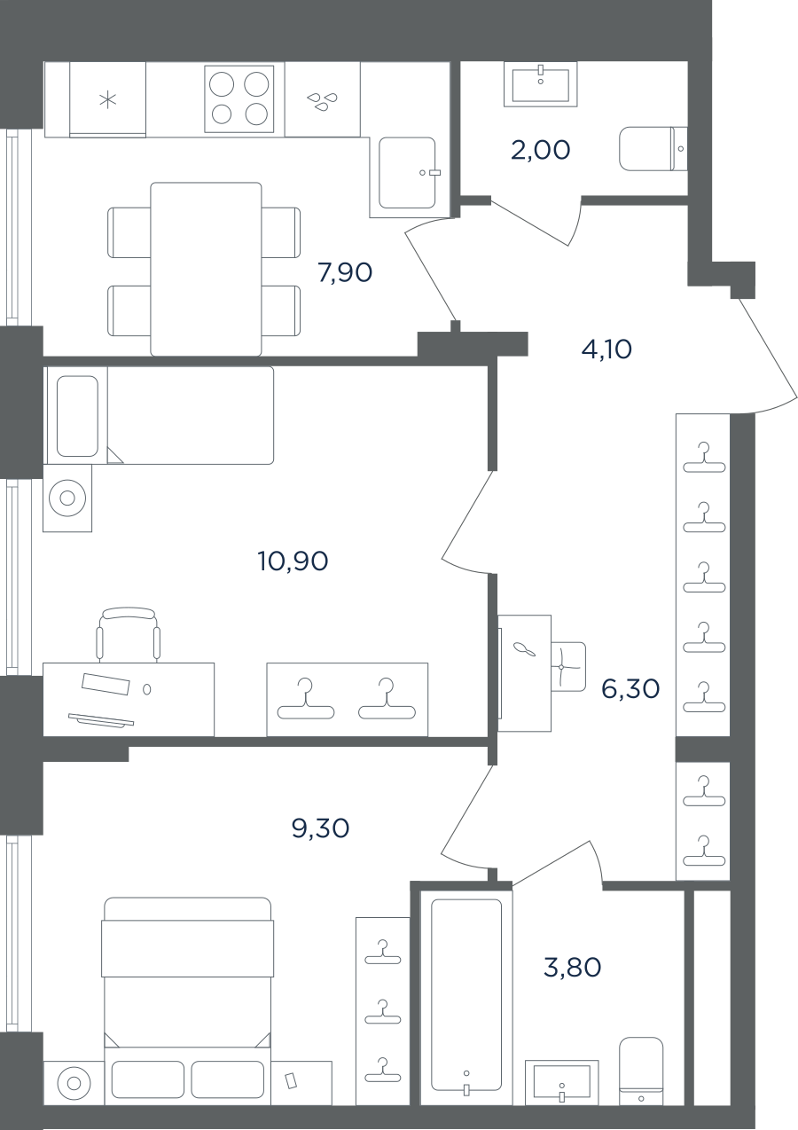2х-комнатная квартира в ЖК Равновесие