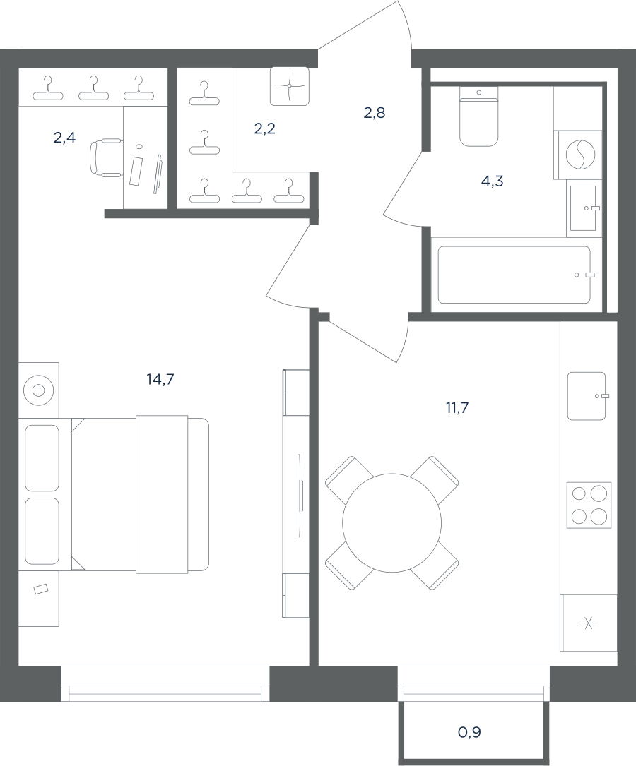 1-комнатная квартира в ЖК Равновесие