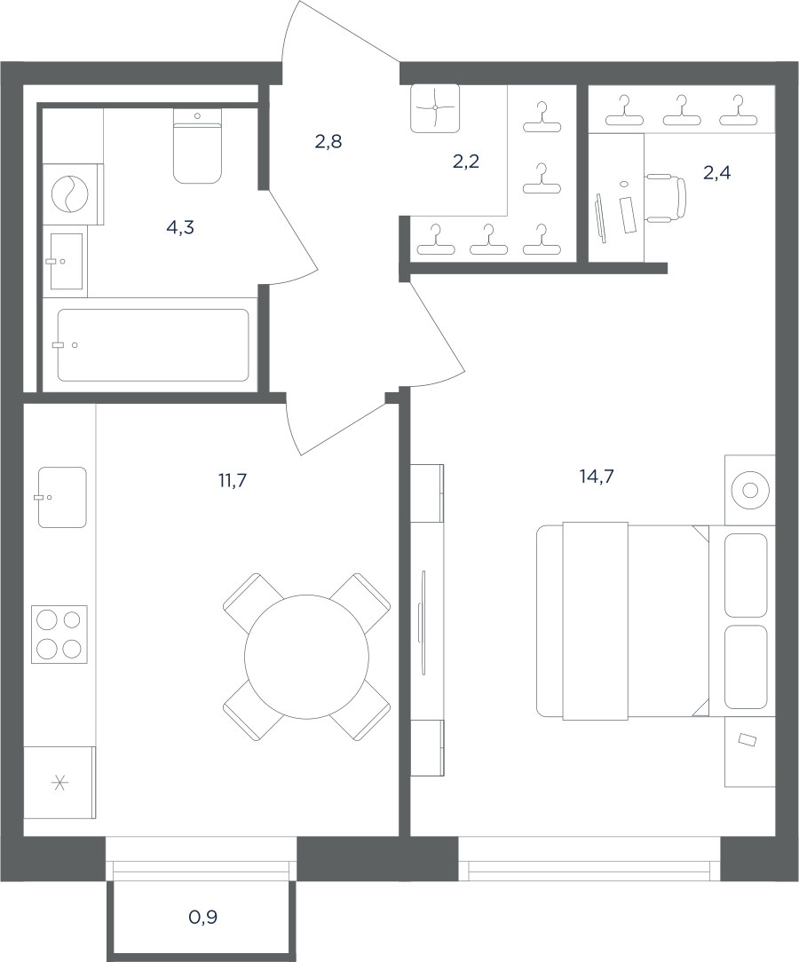 1-комнатная квартира в ЖК Равновесие
