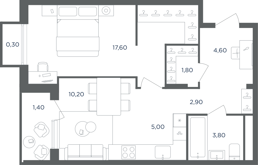 2х-комнатная квартира в ЖК Равновесие