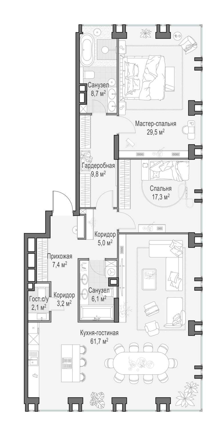 4х-комнатная квартира в ЖК Роскошный квартал Life Time
