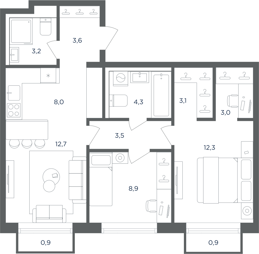 3х-комнатная квартира в ЖК Равновесие