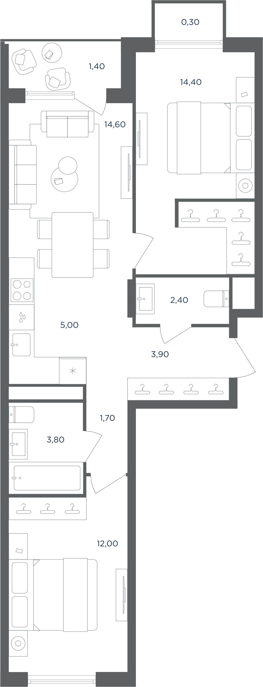 3х-комнатная квартира в ЖК Равновесие