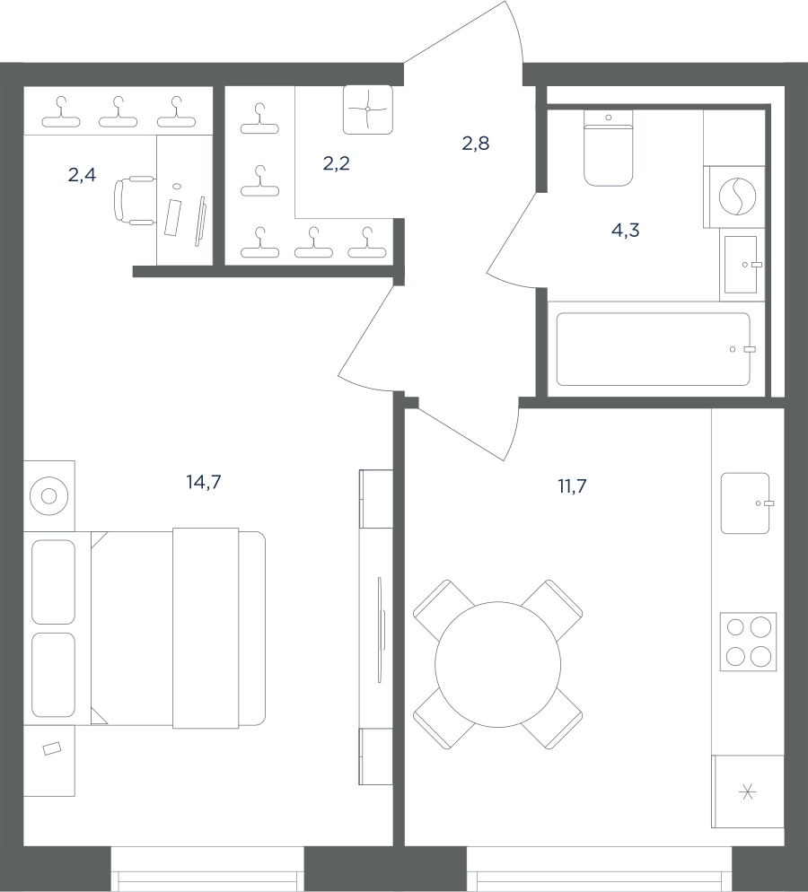 1-комнатная квартира в ЖК Равновесие
