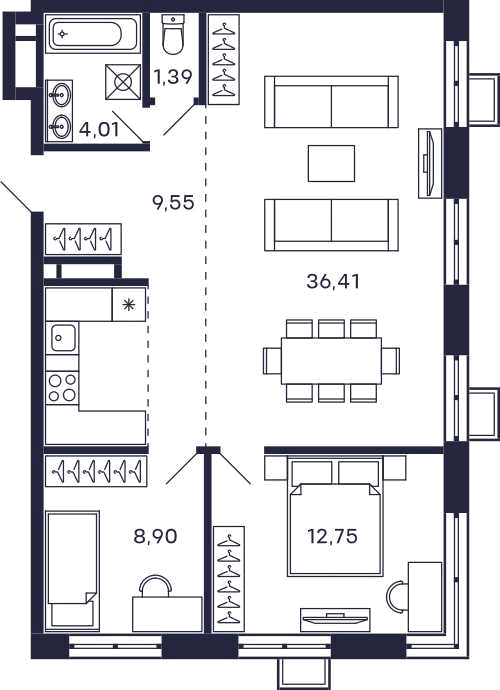 2х-комнатная квартира в ЖК Квартал «Тетрис»