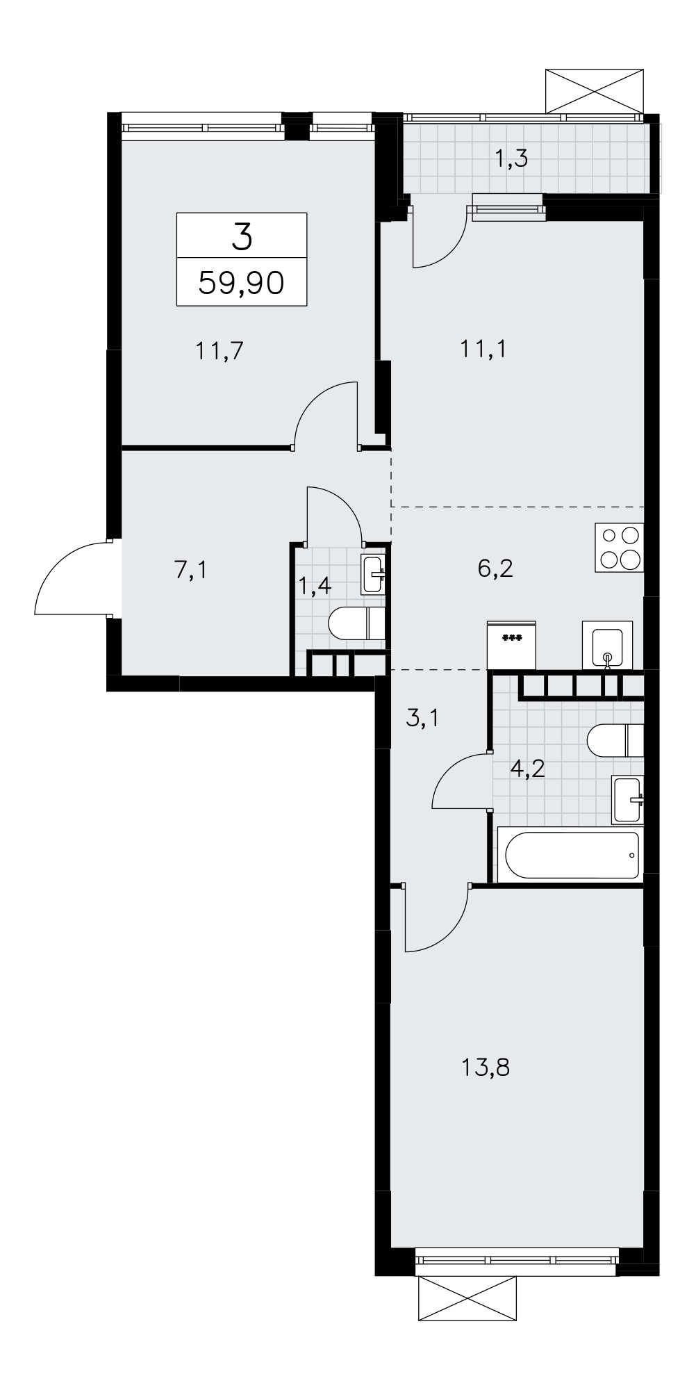 3х-комнатная квартира в ЖК Скандинавия