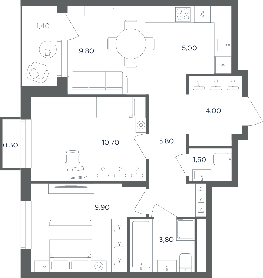 3х-комнатная квартира в ЖК Равновесие