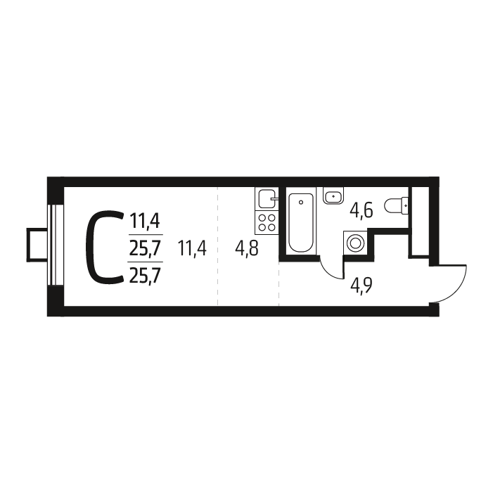 Квартира-студия в ЖК Район Новые Ватутинки мкр. Центральный