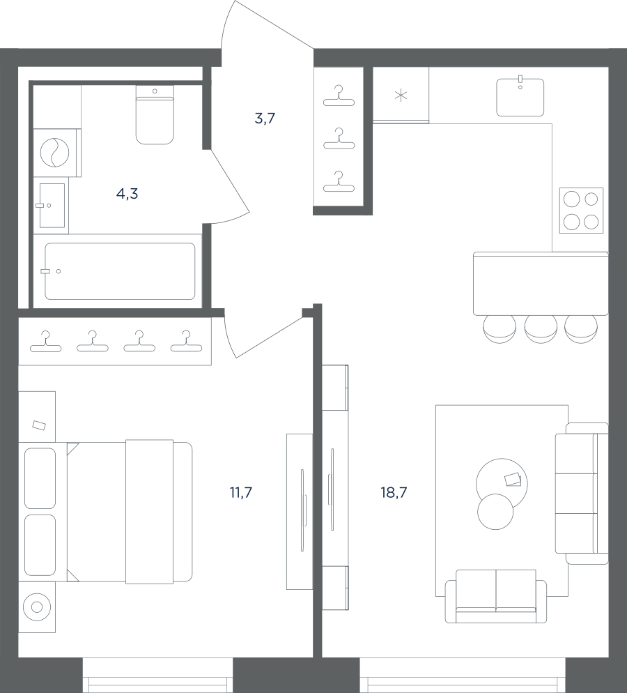 1-комнатная квартира в ЖК Равновесие
