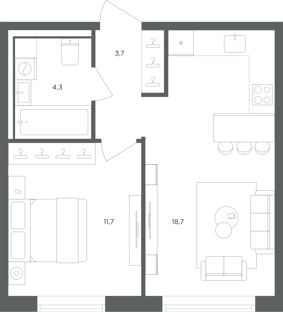 1-комнатная квартира в ЖК Равновесие