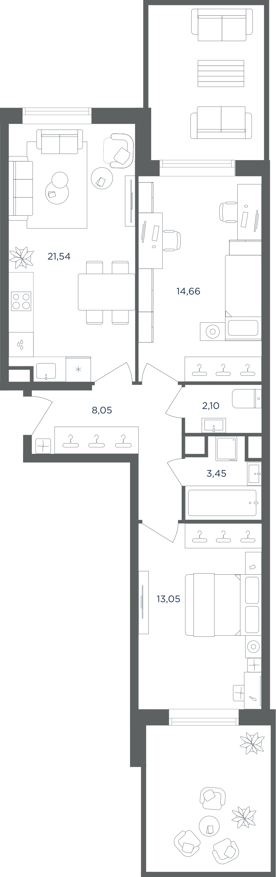 3х-комнатная квартира в ЖК Равновесие