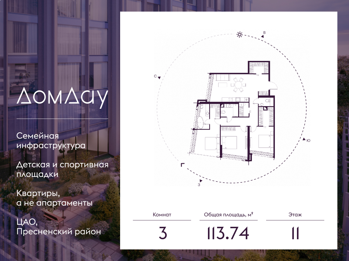 3х-комнатная квартира в ЖК Дом Дау
