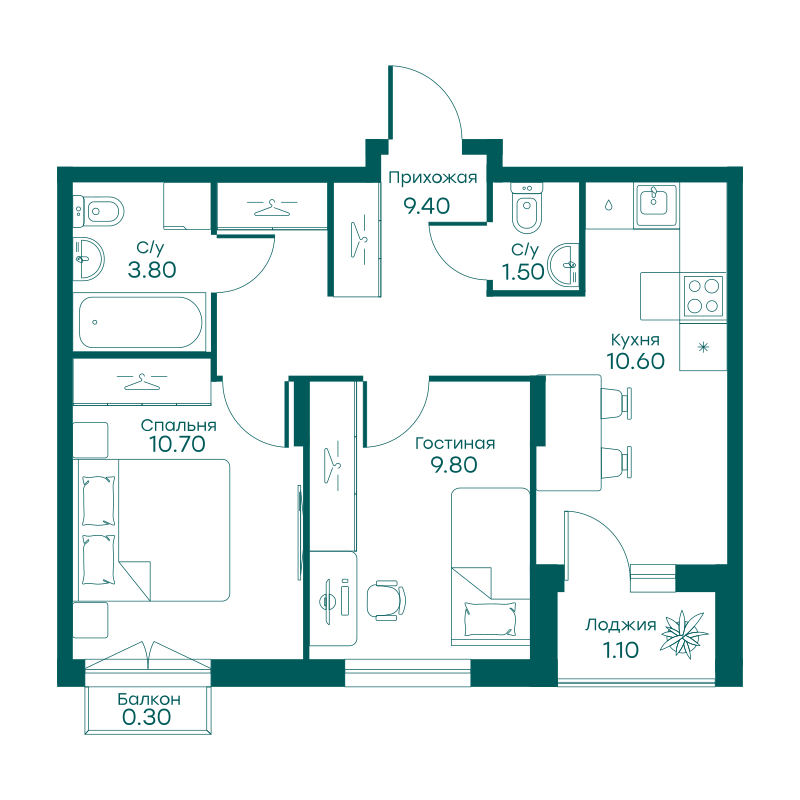 2х-комнатная квартира в ЖК Равновесие